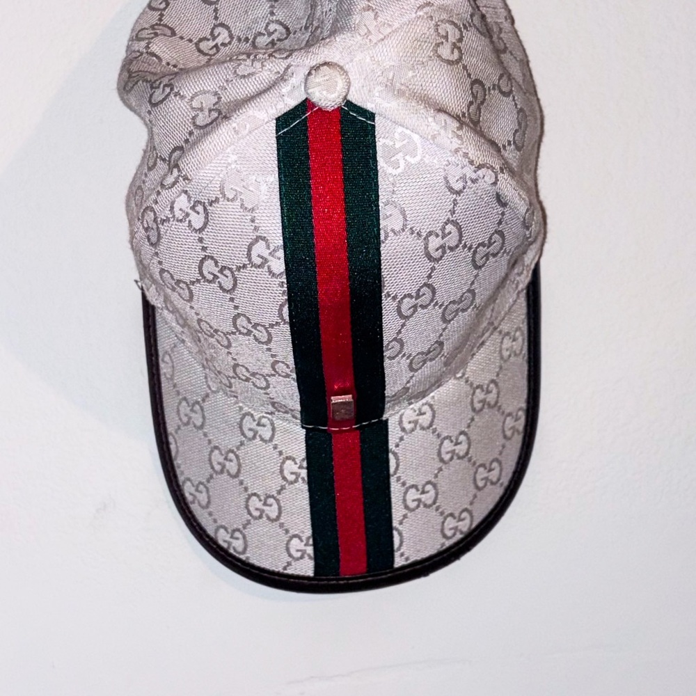 Gucci Monogram Cap with Red and Green Stripe